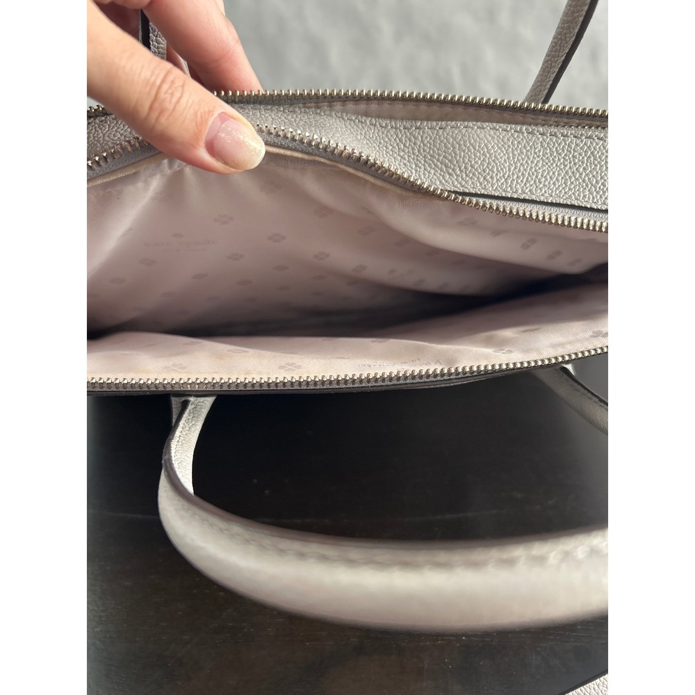 Kate Spade Grey Pebbled Leather Laptop Bag Briefcase Crossbody Messenger Bag - Picture 8 of 12